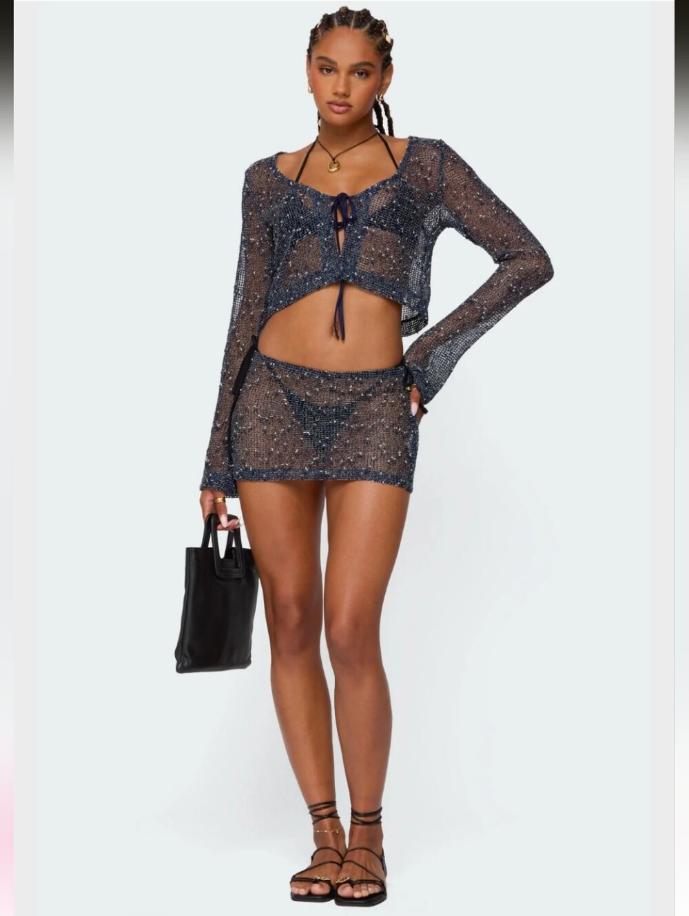 Edikted Idra Crochet Net Mini Skirt- M